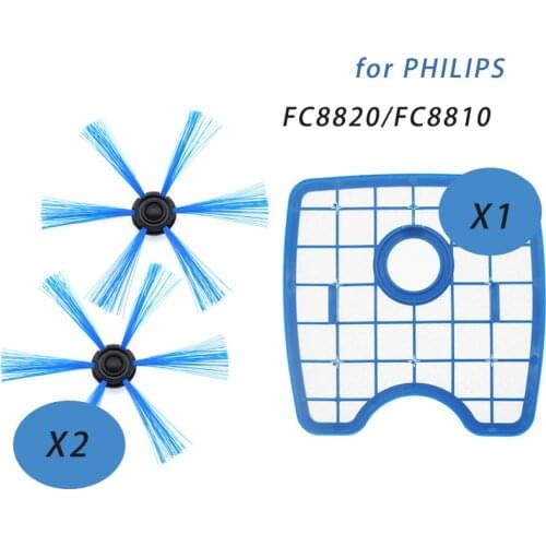 3pcs/set Vacuum Cleaner 2round brush +1 filter screen for Philips Robot FC8066 FC8820 FC8810 Sweeping robot accessories