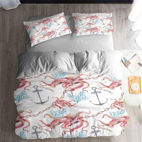 HELENGILI 3D Bedding Set Octopus Print Duvet Cover Set Lifelike Bedclothes with Pillowcase Bed Set Home Textiles #ZY-13