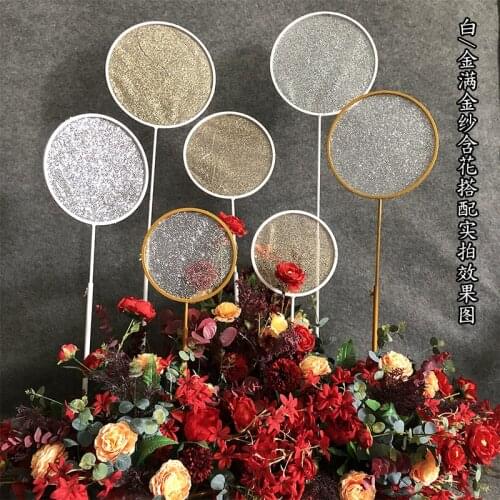 4Pcs Set Wedding Decoration Lollipop Road Lead Ornaments T Stage Decoration Wrought Iron Gold Background Layout Ceiling Circle