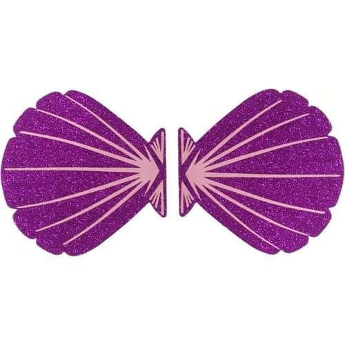 5 pairs/lot Sexy women disposable adhesive nipples covers breathable purple glitter shell invisible sticker Chest Petals