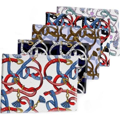 50*145CM Fabric Tape Chain Design Printed Polyester Cotton Twill Fabric Patchwor Printed