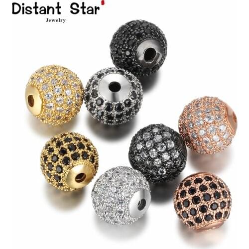 8/10mm round Bead bracelets Accessories for Diy natural stone Bracelet Jewelry Making Brass cubic Zirconia Ball Beads Wholesale