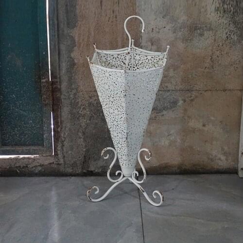 White rustic retro hand crafted umbrella rack metal umbrella design