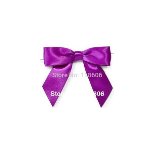 Free Shipping 500pcs/lot Purple Pretied Wrapping Polyester Satin Bows Turquoise