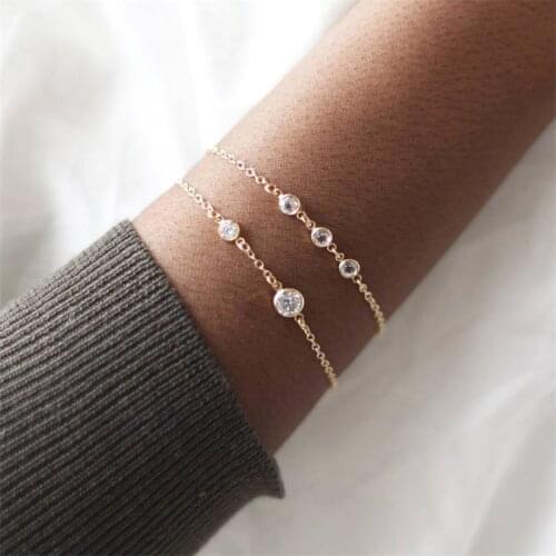 14K Gold Filled Zircon Bracelet Handmade 4MM/6MM Zircon Jewelry Boho Charms Bracelets Bridesmaid Gift Vintage Anklets for Women