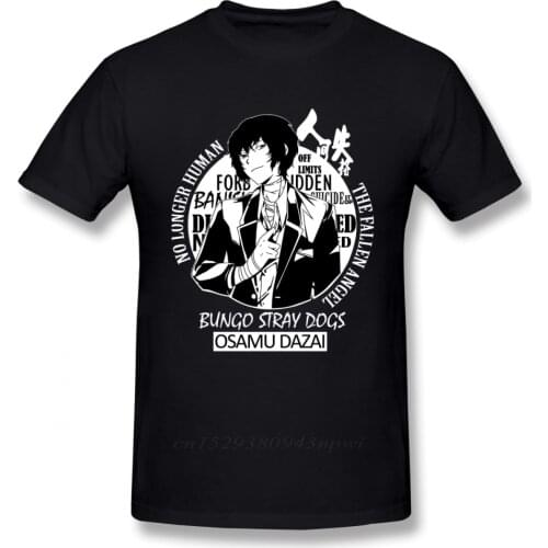 Bungou Stray Dogs T Shirt Osamu Dazai T-Shirt Cute Tee Shirt Printed 100% Cotton Beach Mens Short Sleeve Tshirt