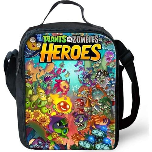 HaoYun Kids Insulated Lunch Bag Hot Game Plants Zombies Design Pattern Water-proof Lunch Box Picnic Snacks Container