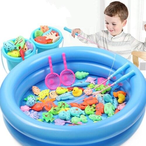 Children Boy Girl Fishing Toys Set Suit Magnetic Play Water Baby Toys Fish Square Hot Gift For kids Large Inflatable Pool Toys