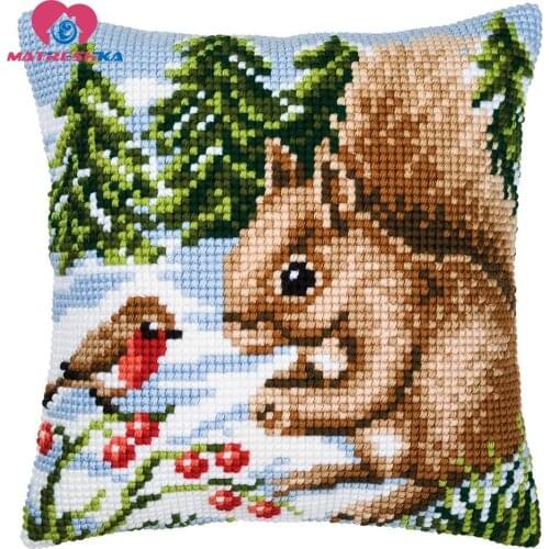 Foamiran for crafts pillow cross stitch latch hook kits needlework embroidery pillow crafts do it yourself home decor squirrel