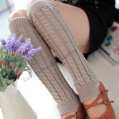 Women winter knitted leg warmer lace boot socks crochet leg warmers scaldamuscoli donna lana thigh high leg warmers