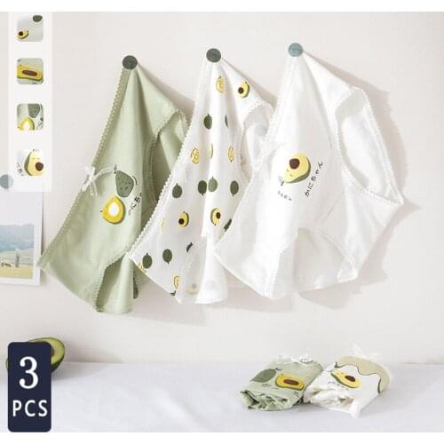 Norns Avocado green cotton underwear female middle waist Japanese simple cartoon bag hip girl student briefs