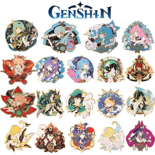 Game Genshin Impact Venti Keqing Xiao Ganyu Pins Metal Badge Button Brooch Pins Collection Medal Pendant Souvenir Cosplay Gift