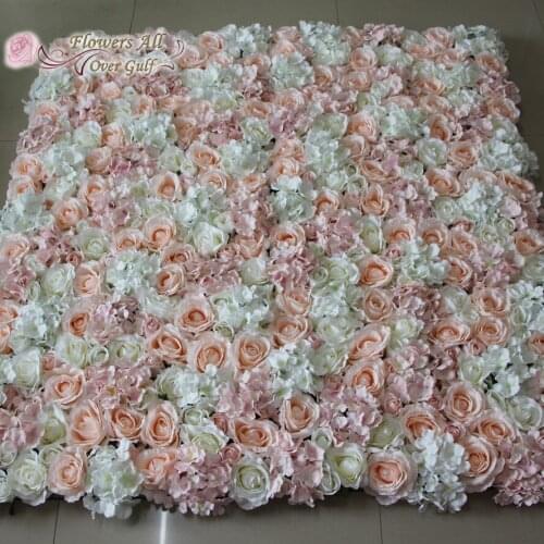 Flowers all over gulf Artificial pink rose and white hydrangea flower wall for wedding backdrop road lead decoration