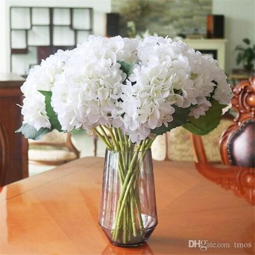 Artificial Silk Hydrangea Flower 7.5" Fake White Wedding Flower Bouquet for Table Centerpieces Decorations 15 color