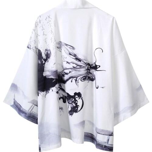 Chinese Ink Painting Kimono Cardigan Men Japanese Obi Male Yukata Mens Haori Traditional Japanese Clothing