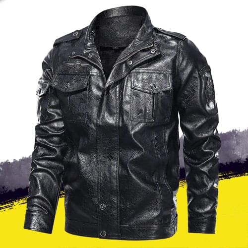 PU Leather Jacket Men Vintage Lapel Motorcycle Jacket Men Leather Jacket Black Thin Biker Coat Fashion Outwear Clothing Men Tops