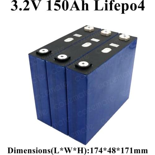 4pcs LiFePo4 3.2v 150Ah Lithium Battery LFP Lithium Iron Phosphate for Diy 12v 24v 48v 300ah 150ah 600ah Solar Energy