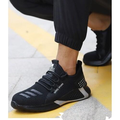 Men Casual Safety Shoes Men Work Sneakers Breathable Steel Toe Work Shoes Men Anti-Smashing Security Safety Boots Man Footwear