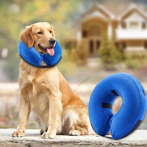 Soft Inflatable Dog Protective Collars Removable Bite-resistant Pet Protection Adjustable Head Protecter Collar