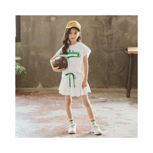 Mother and Daughter Clothes Kids Dresses for Girls Cute Sport Baseball Dress Sets Big Girl Letter T Shirt+pleated Skirts Suit