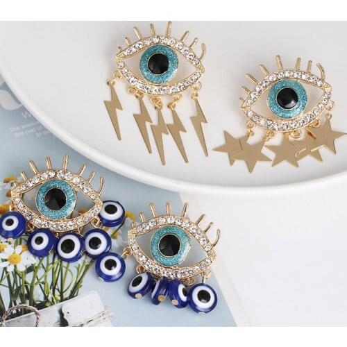 Wholesale JUJIA Evil Eye Earring Dangle Earrings Bohemian Earring For Women Female Turkish Jewelry Accessories Brincos