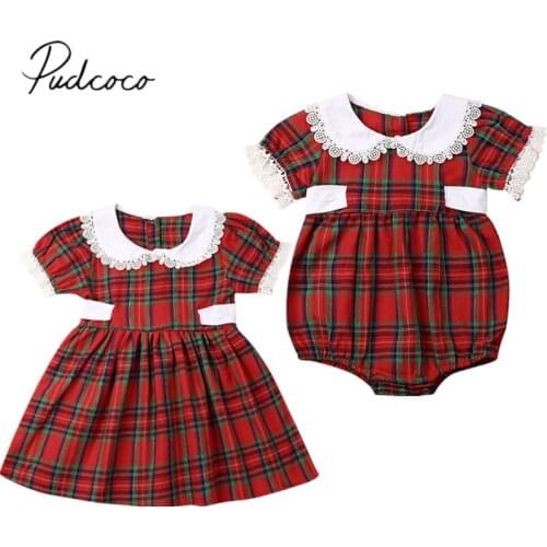 0-6T Sisters Matching Clothes Toddler Kids Baby Girls Xmas Bodysuit Dress Clothing Little Girls Christmas Dresses