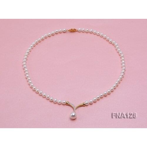 Perfect Women Pendant Pearl Necklace 6mm White Round Freshwater Pearl Necklace 45cm Handmade Charming Ladys Gift Jewellery