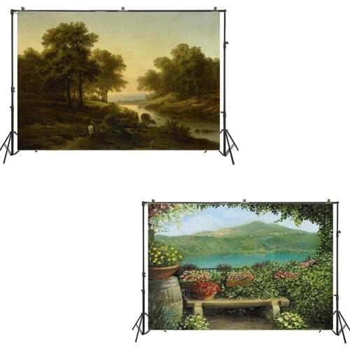 Oilpainting Nature Scene Backdrop Event Kids Birthday Party Decoration Background Studio Photography Portrait Photoshoots Banner