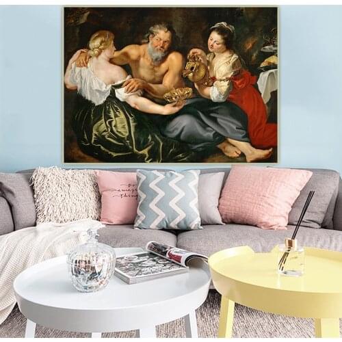 Peter Paul Rubens《Lot and his daughters》Canvas Oil Painting Artwork Poster Picture Backdrop Wall Hanging Decor Home Decoration