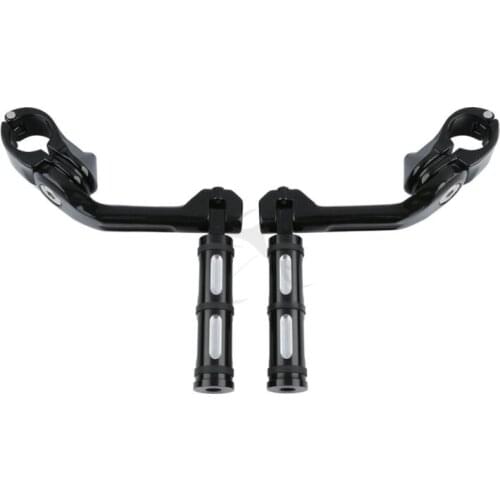 Footpegs W/ Long Angled Highway Peg Mount For Harley Honda 1.25" Engine Guards