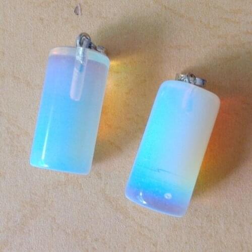 Wholesale 50pcs/lot fashion hot sale good quality opal opalite stone cylinder pendants charms for jewelry making free shipping