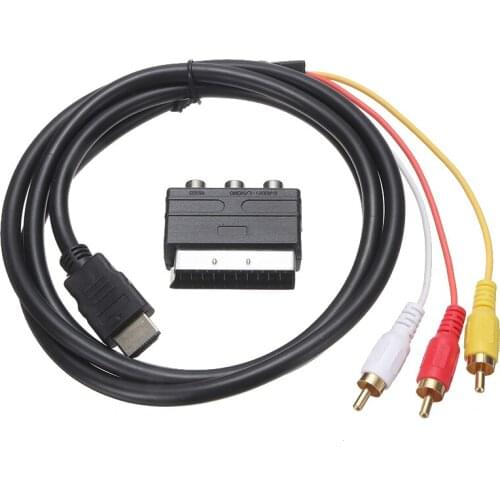 Pohiks 1pc Durable 3RCA Converter Cable Full HD 1080P Video AV Scart Composite Converter Adapter Cables