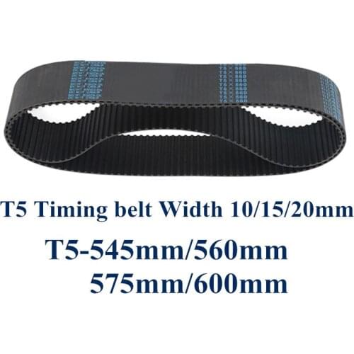 T5 Synchronous timing belt C=545/560/575/600 Width 10/15/20mm Teeth 109 112 115 120 Rubber T5X545 T5X560 T5X575 T5X600