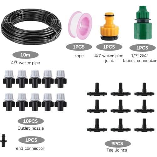 BORUiT 10M DIY Drip Irrigation System Automatic Watering System Kit Garden Hose Micro Drip Watering Kits Adjustable Dripper