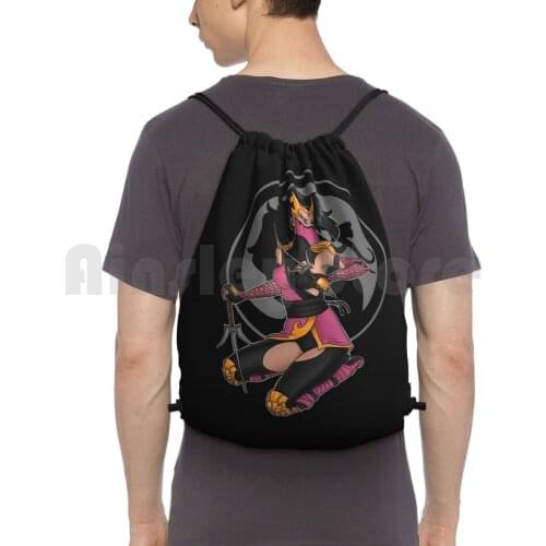 Mileena Backpack Drawstring Bags Gym Bag Waterproof Mkx Mortal Kombat Mortal Kombat Mileena Up Video Games Gamer