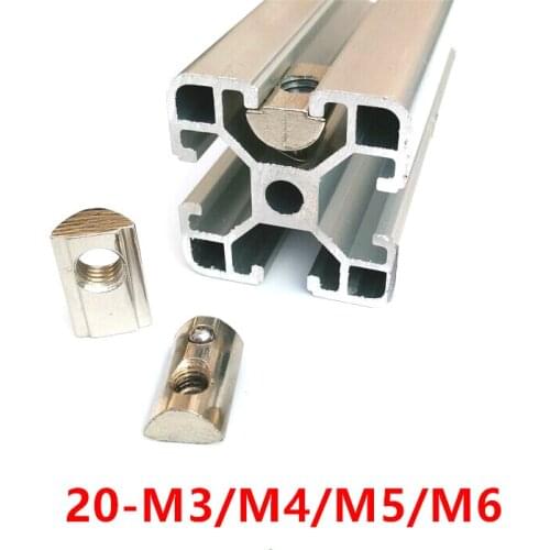 T-Nuts Roll in Slot Nuts Thread M3 M4 M5 M6 T Spring Nuts Half Round Elasticity Nuts for 2020 Series Aluminum Profile Extrusions