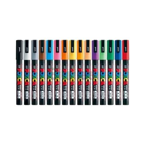 Uni Posca PC-5M / 3M / 1M Advertising Pen, Graffiti Pen, Highlight Pen, Acrylic Marker Set,Water Resistance,Painitng pen