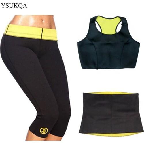 YSUKQA Neoprene Control Pant+Bra+Belt Body Shaper Waist Trainer One Set Thermal Slimming Bra Pant Belt