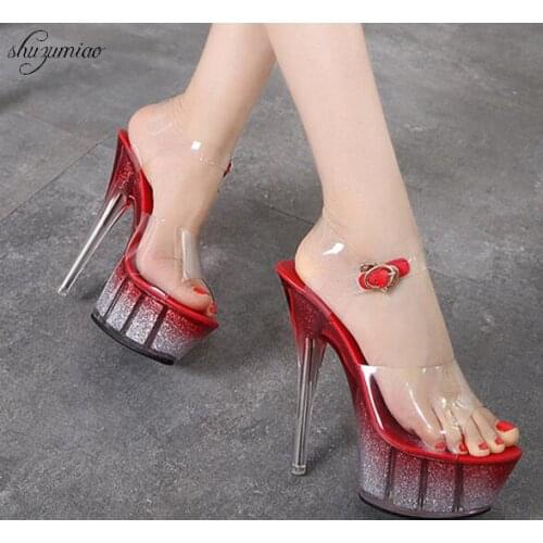 Genuine Wedding Shoes New Women 2019 High Night Club Sandals Crystal Bottom Waterproof Wedding Shoes Steel Tube Dancing Shoes