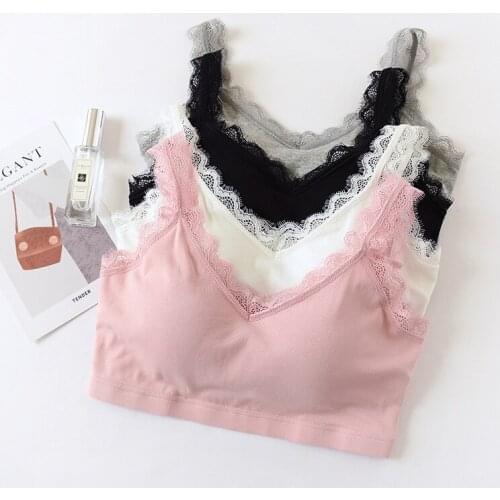 Womens Tank Tops Seamless Underwear Womens Tops Sexy V-neck Underwear Close-fitting Fashion Without Steel Ring Camisole