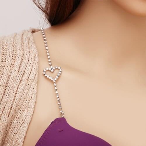 1 Pair Fashion Heart Rhinestone Bra Straps For Women Bridal Wedding Prom Dress Crystal Removable Shoulder Strap