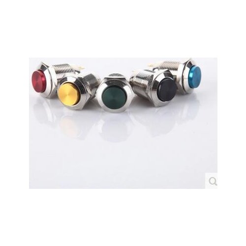 1pcs 12mm Waterproof Momentary High Round Stainless Steel Metal Push Button Switch Car Horn Red Yellow BlackGreenBlue Auto Reset