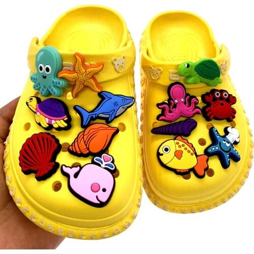 10PCS/Set New Cartoon Underwater World Series Shoes Charms PVC Fish Turtle Octopus Animal Croc Jibz Accessories Decor Kids Gifts