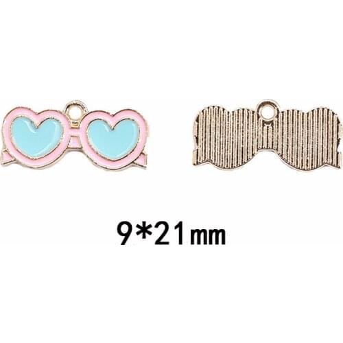 10pcs/lot 9*21mm Heart Glasses Dangle Handmade Enamel Charms Pendant DIY for Bracelet Necklace Bag