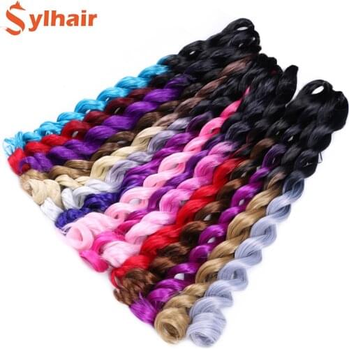 22 Inch Loose Wave Crochet Hair Extension For Braids Synthetic Curly Hair Pre Stretched Braiding Hair For Black Women Sylhair