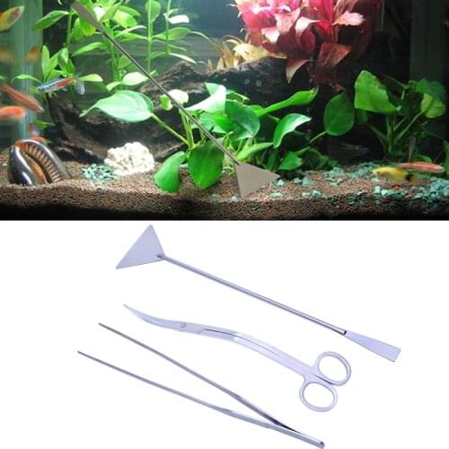 3Pcs Aquarium Aquatic Live Plants Maintenance Tweezers Scissors Leveler Tool Kit