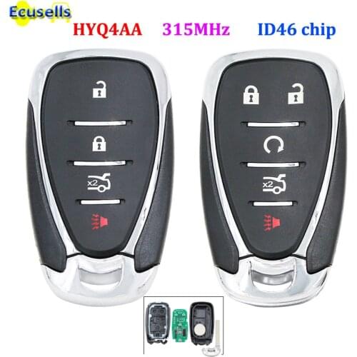 4/5 Button Smart Remote Key Fob 315MHz ID46 chip for Chevrolet Camaro Equinox Cruze Malibu Spark HYQ4AA with Emergency Key