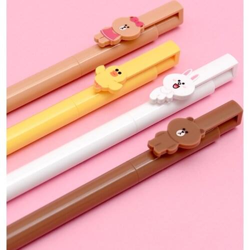 4pcs Kaco Cartoon Gel Pen 0.5MM Sign Pens Kacogreen BRIDGE Black Ink With Kaco Blue Red Ink for Students School Office Business