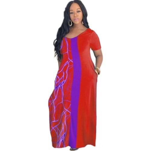 African Dresses For Women 2021 Summer New Fashion Dashiki Short-Sleeved Loose Print Dress T-Shirt Long Dress African Clothing