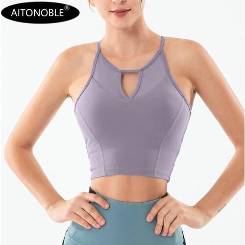 Aitonoble 2020 Womens Yoga Suit Vest Top Sporting Bra Sportwear Tracksuit Running Female Ladies Fitness Jumpsuit Sport Bra